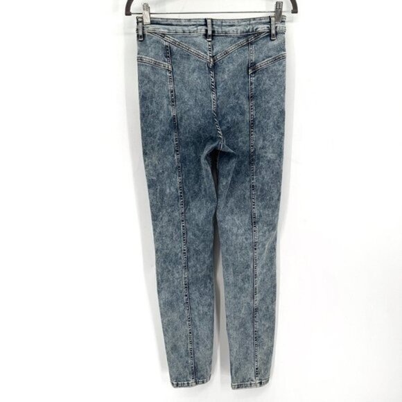 Free People Acid Wash Riley Seamed Skinny Retro Y2K High Rise 29 Denim Jeans NWT - Picture 4 of 8
